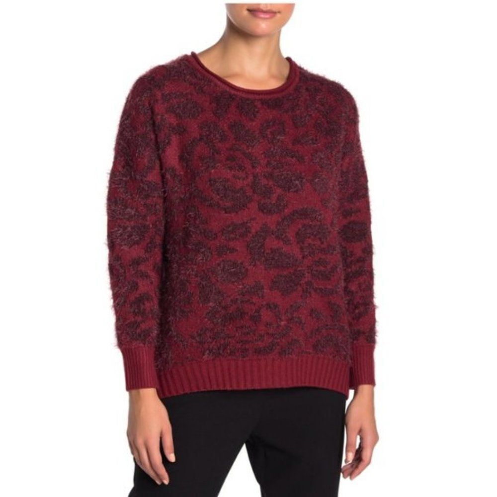 14th & Union Fuzzy Jacquard Knit Sweater